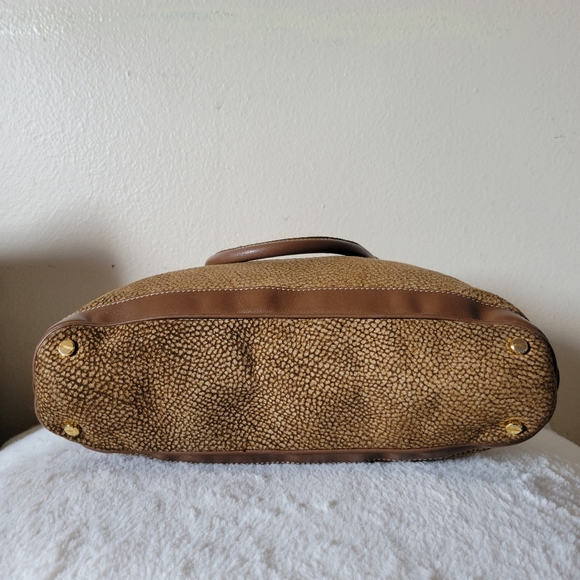 BORBONESE Quail Pattern Suede Leather Bag - Picture 6 of 11